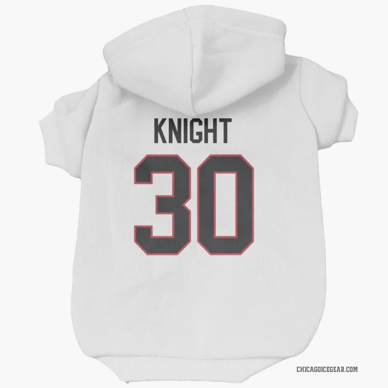 Spencer Knight  White Chicago Blackhawks  Cat & Dog Pet Hoodie
