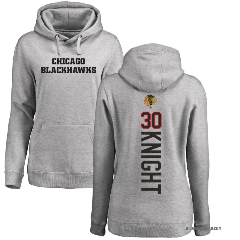 Spencer Knight Women's Chicago Blackhawks Branded Ash Backer Pullover Hoodie