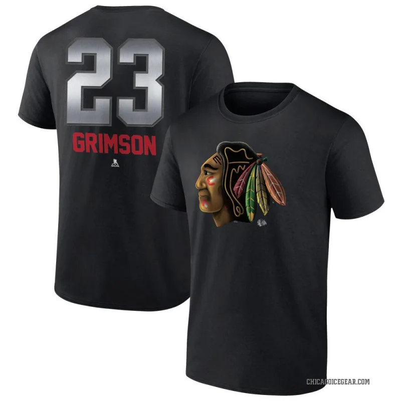 Stu Grimson Men's Black Chicago Blackhawks Midnight Mascot Logo T-Shirt