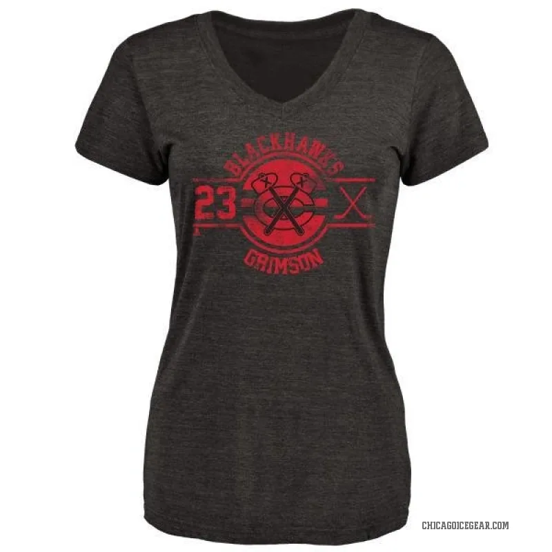 Stu Grimson Women's Black Chicago Blackhawks Insignia T-Shirt -