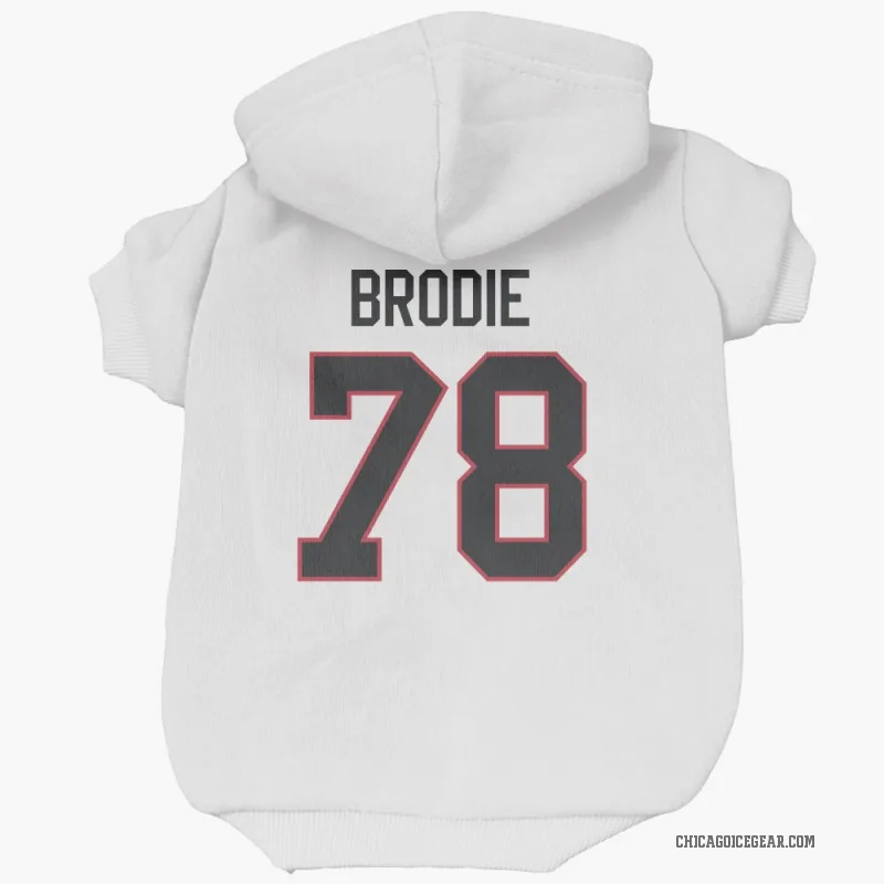 TJ Brodie  White Chicago Blackhawks  Cat & Dog Pet Hoodie
