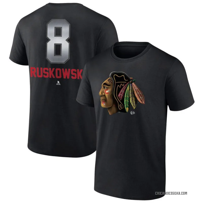 Terry Ruskowski Youth Black Chicago Blackhawks Midnight Mascot Logo T-Shirt