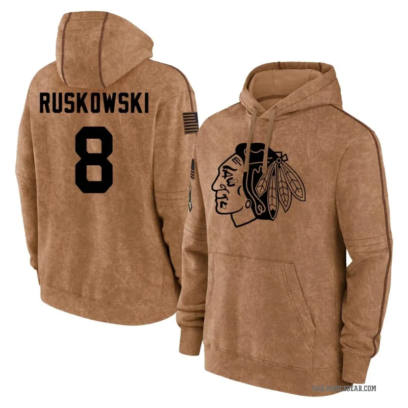 Terry Ruskowski Youth Brown Chicago Blackhawks 2023 Salute to Service Club Pullover Hoodie