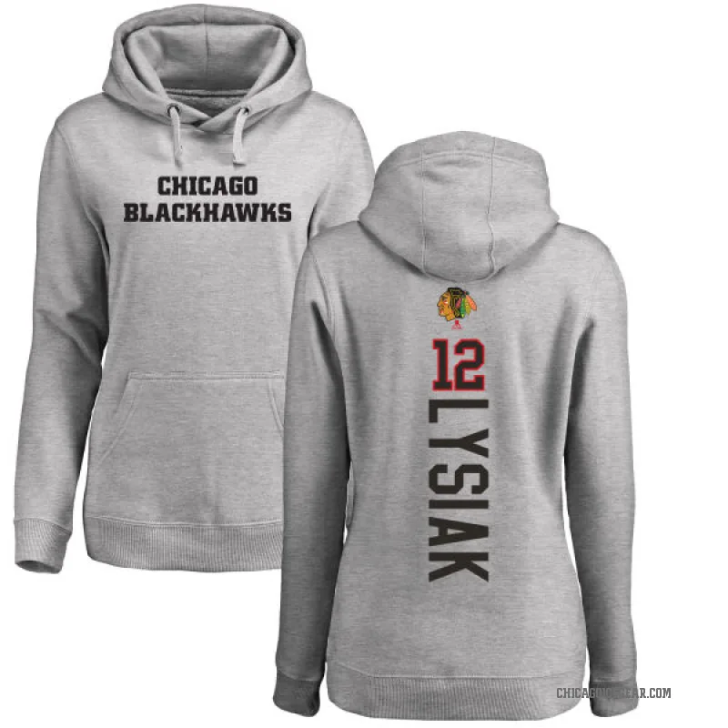 Tom Lysiak Women's Chicago Blackhawks Branded Ash Backer Pullover Hoodie
