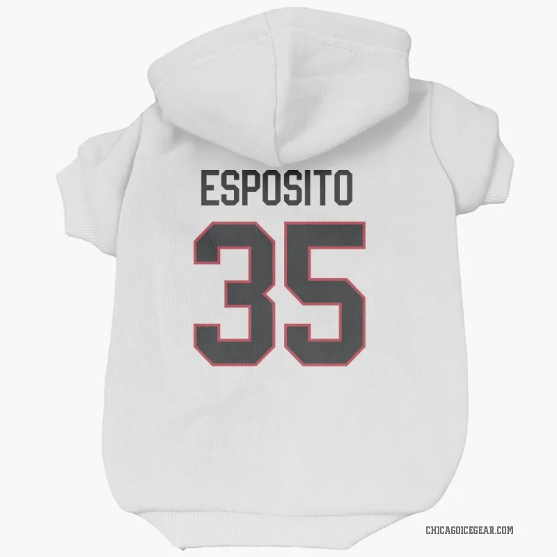 Tony Esposito  White Chicago Blackhawks  Cat & Dog Pet Hoodie