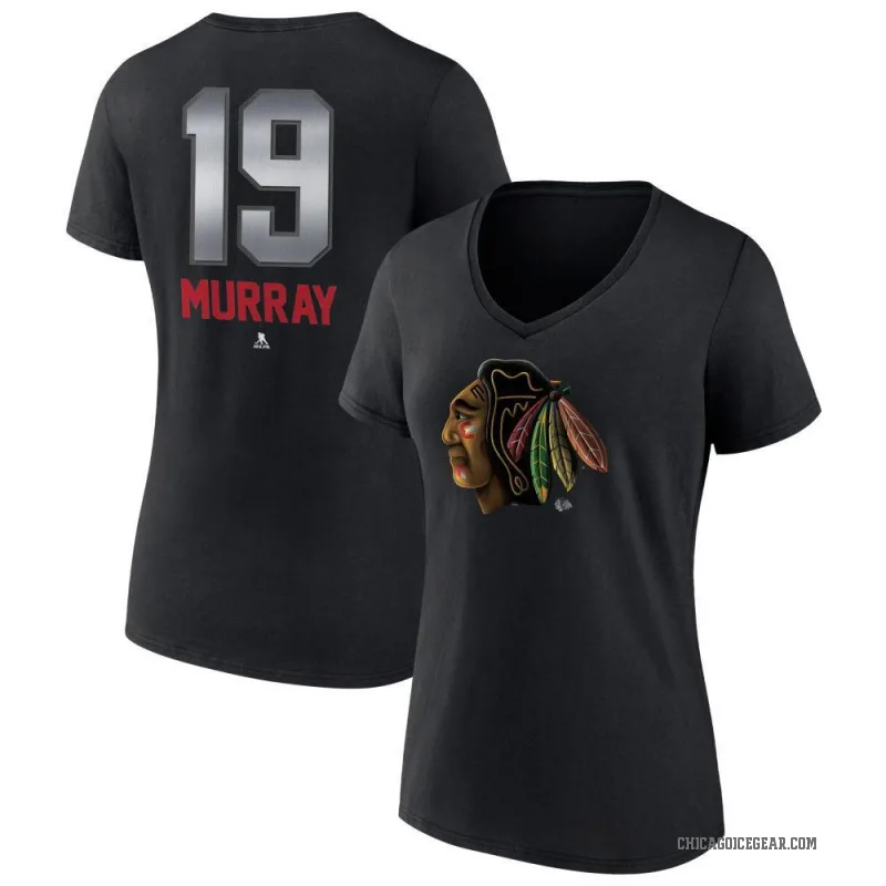 Troy Murray Women's Black Chicago Blackhawks Midnight Mascot Logo V-Neck T-Shirt