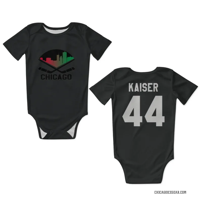 Wyatt Kaiser  Black White Chicago Blackhawks  Newborn & Infant Bodysuit
