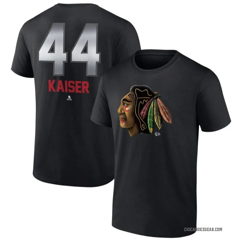 Wyatt Kaiser Men's Black Chicago Blackhawks Midnight Mascot Logo T-Shirt