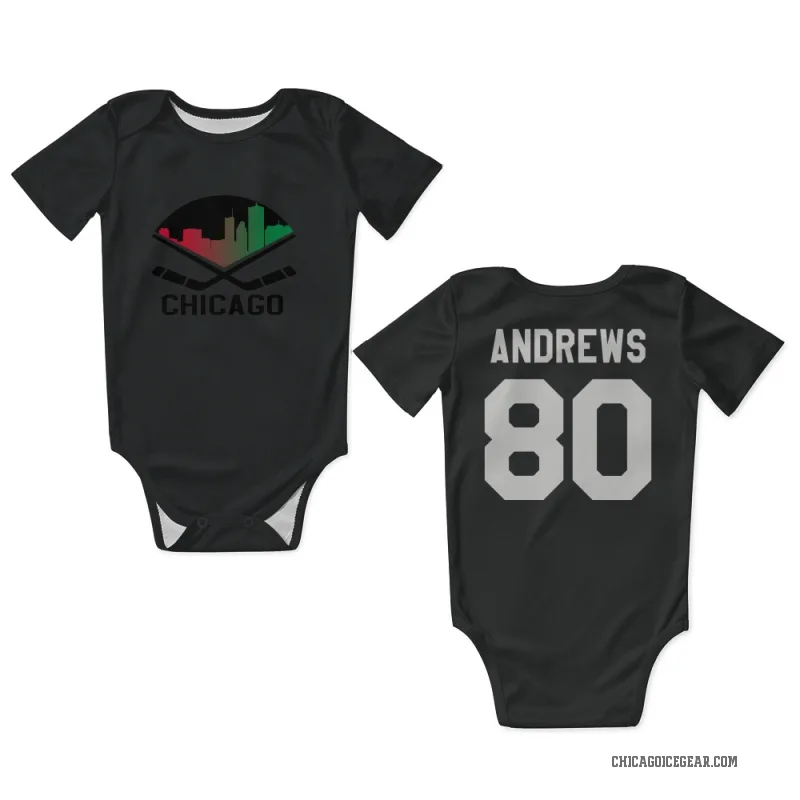 Zach Andrews  Black White Chicago Blackhawks  Newborn & Infant Bodysuit